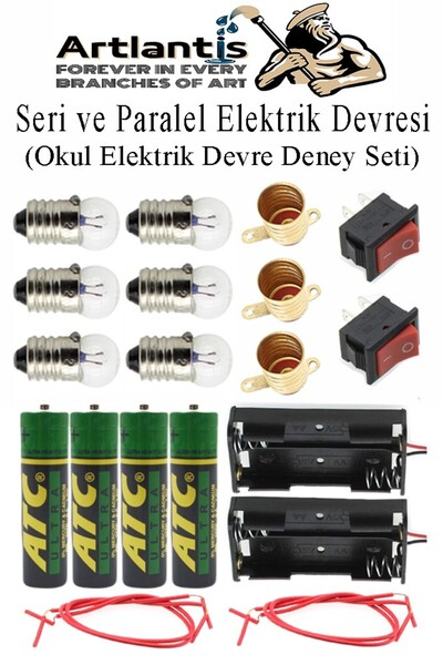Artlantis Seri ve Paralel Basit Elektrik Devresi 1 Paket Deney Seti Sarı Mini...