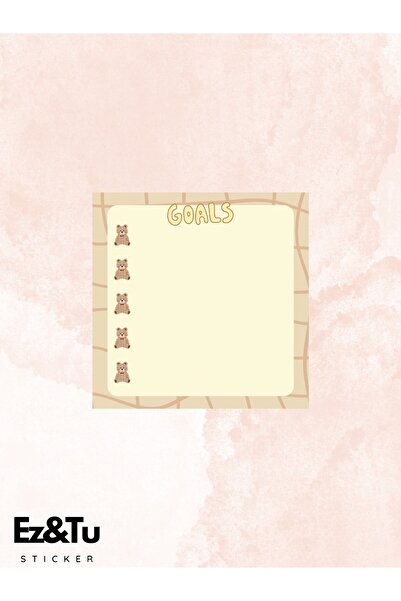 Ez&Tu Stıcker 8x8 Desenli 4 lü set Memopad Bloknot Planlayıcı Sevimli Ayı Temalı Küp Notlar