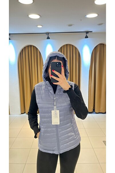 SUNAYBUTİK AÇIK MAVİ ÇİFT TARAFLI KAZ TÜYÜ YELEK-AÇIK MAVİ - 3XL