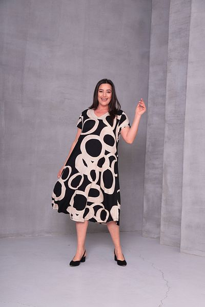 Şans Women Plus Size Black, V-Neck Print Dress 65N38954