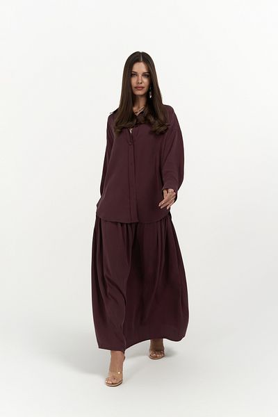 MAİ COLLECTİON Ginevra Burgundy Shirt Skirt Suit