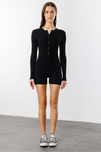 GENIUS STORE Κοντή ολόσωμη φόρμα με κορδόνι μακρυμάνικο Romper UZUNGKOL-TULUM