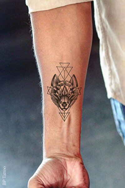 Miyoste Gerçek Dövme Görünümlü Kurt Modelli 3 Boyutlu Tattoo Geçici Dövme