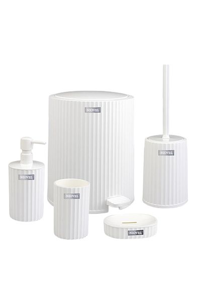 NIOVEL Set accesorii baie 5 piese CLM3,perie wc,cos gunoi,dispenser sapun,suport periute,suport sapun