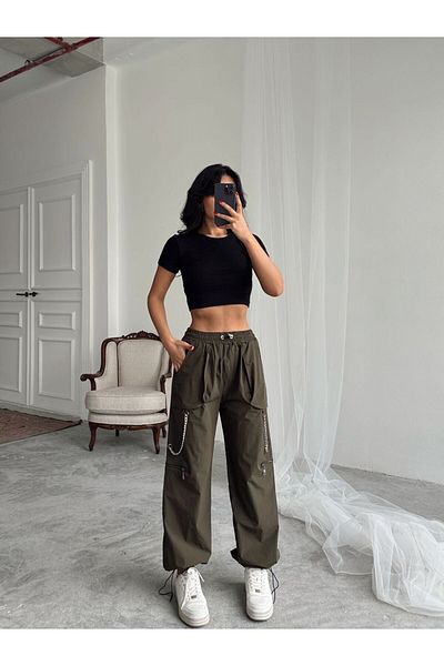 mydukkan.co Chain Detail Parachute Pants