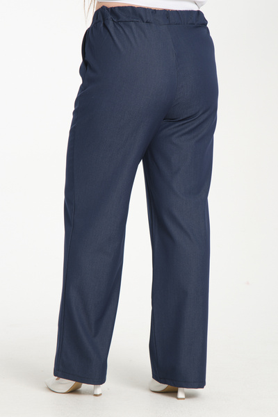 Gül Moda Büyük Beden İpek Kot Pantolon Beli Lastikli Lacivert g116-2