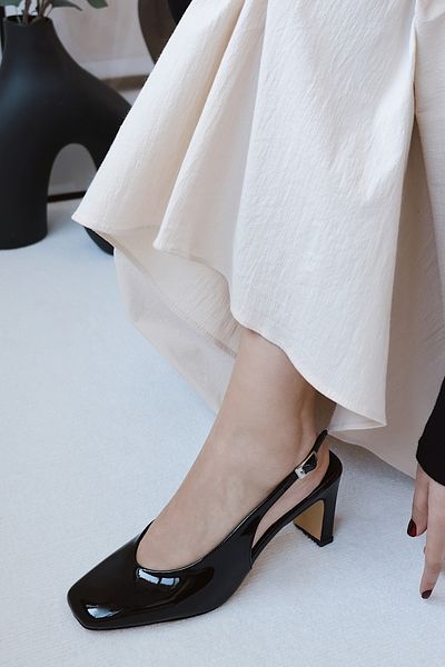POLKA STORE Mirror Vintage Design Back Open Stiletto Evening Dress Heeled Women's Shoes
