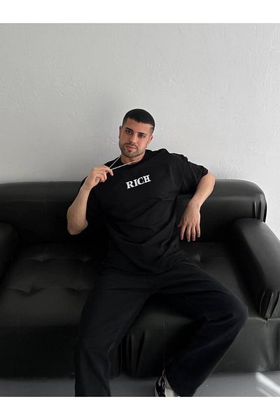 İLKCET MODA Πλούσιο μπλουζάκι υπερμεγέθης ψηφιακής εκτύπωσης