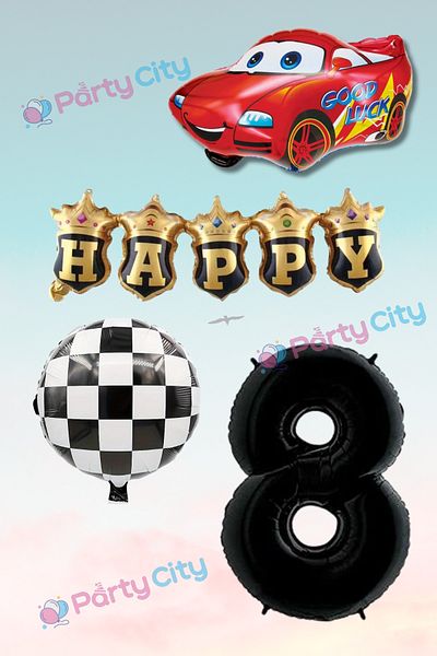 Party City Σετ μπαλόνι γιορτής γενεθλίων με θέμα το αυτοκίνητο 8 ετών