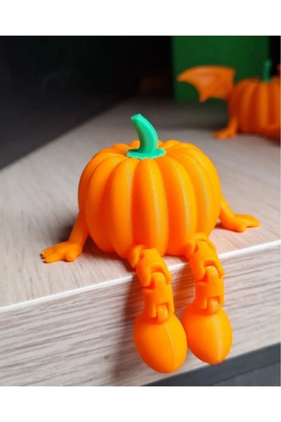 Filkorium3D 1 Adet Oturan Bal Kabağı Oturan Pumpkin Dekoratif Halloween Cadıl...