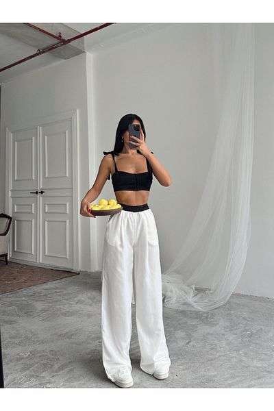 mydukkan.co Pantaloni Palazzo cu centură