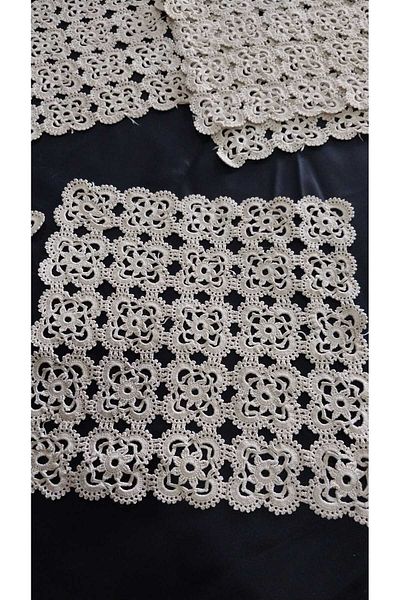 Papatyam Hand Knitted Crochet 5 Pieces Lace (20X20) Handcrafted Lace/Dowry Lace/Vintage/Cotton Rope