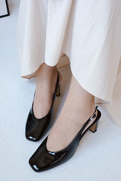 POLKA STORE Mirror Vintage Design Back Open Stiletto Evening Dress Heeled Women's Shoes