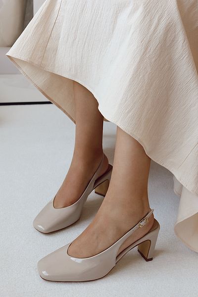 POLKA STORE Mirror Vintage Design Back Open Stiletto Evening Dress Heeled Women's Shoes