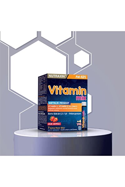 Nutraxin Vitamin Mix For Kids 7x25 ml - Çocuk Vitamini Beta Glukan Vitamin C Çörek Otu Keçi Boynuzu