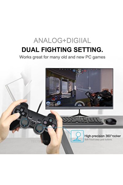 ErginGroup 1 Adet A Kalite Titreşimli Analog Kol Oyuncu Kolu PC Ps3 TV Laptop Uyumlu Joystick Oyun Kolu