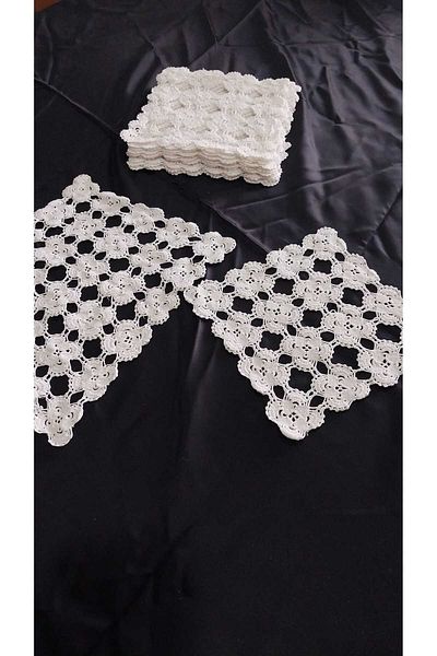 Papatyam 12 Pieces of Hand Knitted Crochet, 1 Piece of Lace Vintage Dowry Like Cotton