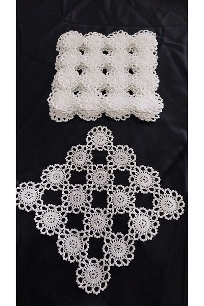 Papatyam 10 Pcs Lace Hand Knitted 18X18 Crochet Vintage Dowry Cotton