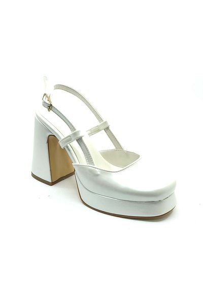 Kids Club Shoes Pantofi cu toc cu platformă de damă - FELES JANE BLACK/ALB