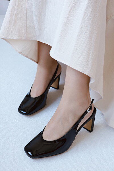 POLKA STORE Mirror Vintage Design Back Open Stiletto Evening Dress Heeled Women's Shoes