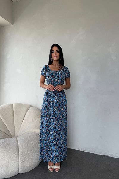 LİLA İSTANBUL Madonna Collar Gimped Floral Patterned Summer Dress (Standard Size S/M/L Size Compatible)