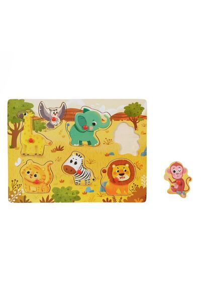 OEM Puzzle din Lemn cu Animale, 7 Piese, Multicolor, 30X22 cm, Varsta 3+ Ani