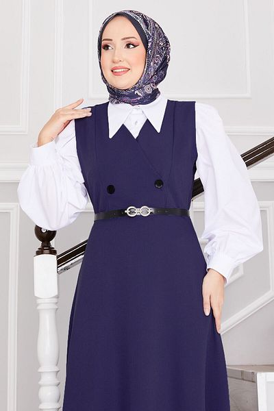 EBRUTESETTÜR Button Detailed Belted Hijab Gilet