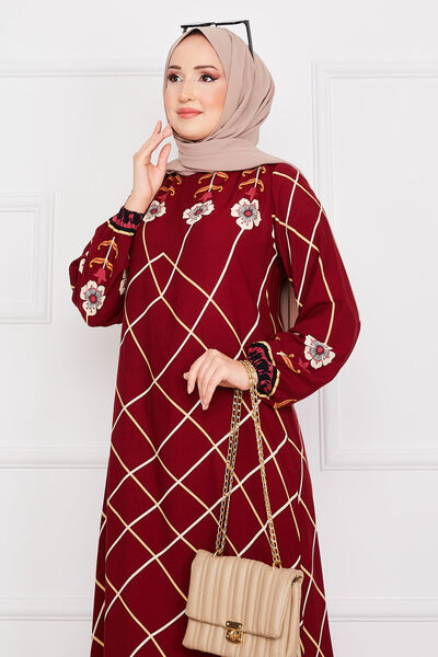 EBRUTESETTÜR Diamond Patterned Hijab Viscose Dress