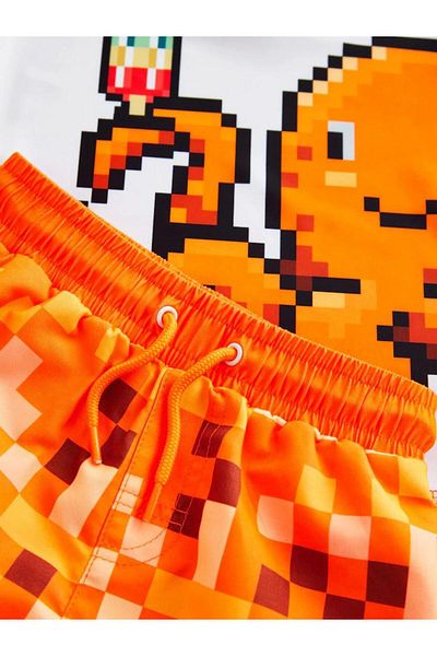 Next Orange Octopus Sunsafe Top and Shorts Set Swimsuit