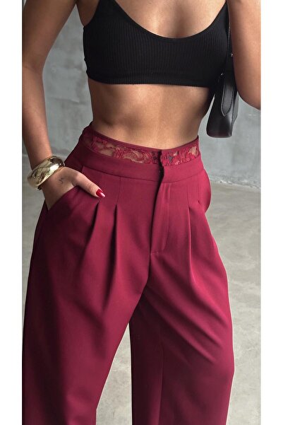 mydukkan.co Kemeri Dantel Detaylı Palazzo Pantolon