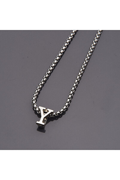 idolavm Kişiye Özel Harfli Erkek Kolye Çelik Takı Hediyelik Aksesuar