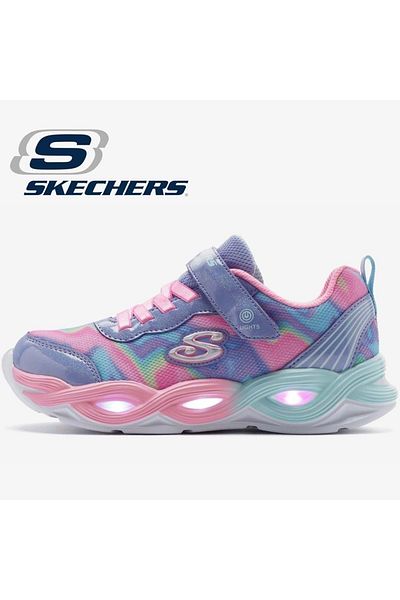 SKECHERS Twisty Glow - Sorbet Swirl 303716 L Orthopedic Lighted Children's Sports Shoes Purple