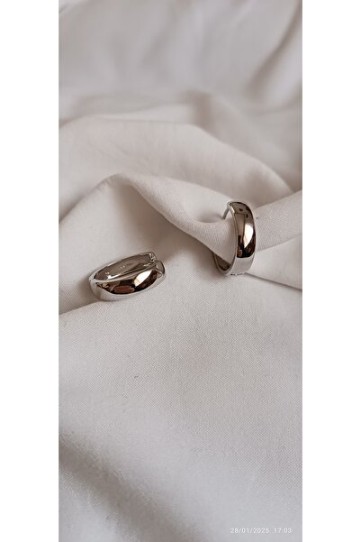 ARİ TAKI Hoop Earrings Steel (Silver&Thick)