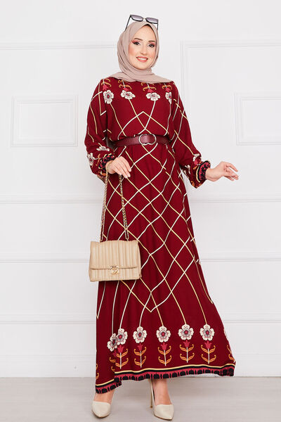 EBRUTESETTÜR Diamond Patterned Hijab Viscose Dress