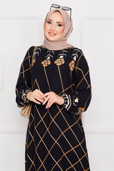 EBRUTESETTÜR Diamond Patterned Hijab Viscose Dress