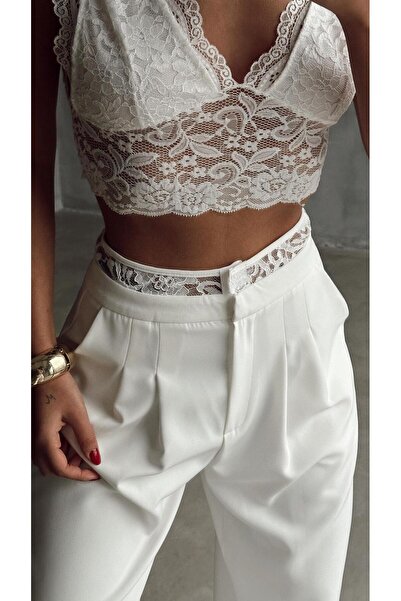 mydukkan.co Kemeri Dantel Detaylı Palazzo Pantolon