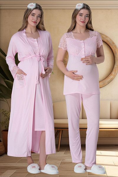 Mecit Pijama Mecit 6065 - Ροζ, μακρύ ρόμπα, νυχτικό και σετ πιτζάμες εγκυμοσύνης