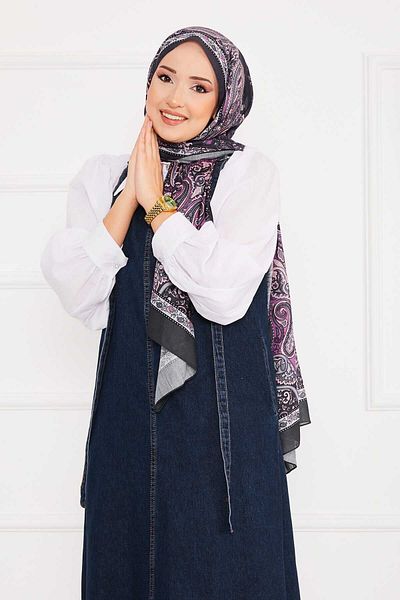 EBRUTESETTÜR Hijab Denim Salopet Dress with Side Pockets
