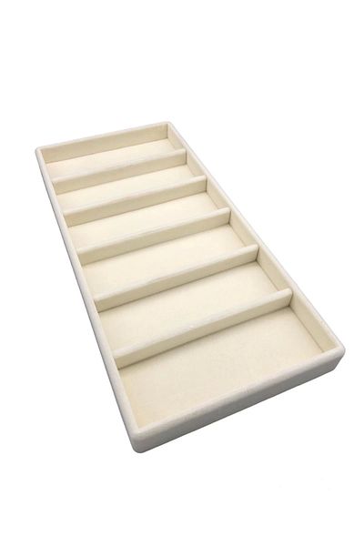 MeGass Dekor Εγχώριας Παραγωγής Nicosia Model Suede Fabric Cream Χρώμα 38 cm / 19 cm Γυαλιά Οθόνη Συρταριέρα