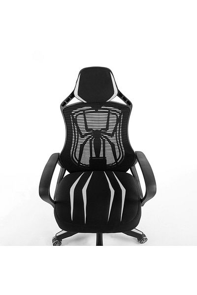 AWF AL WADI FURNITURE Spider Man Style Ergonomic Mesh Back Adjustable Gaming Chair - Black and White