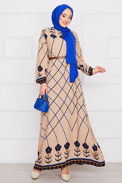 EBRUTESETTÜR Diamond Patterned Hijab Viscose Dress