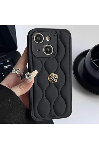 RONA STORE iphone 15 Uyumlu Zebana Camellia Deri Kılıf