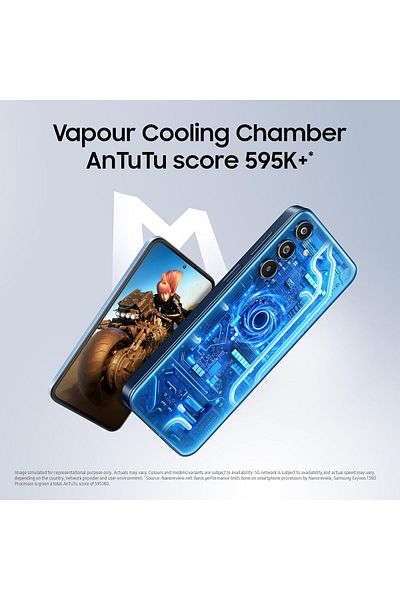Samsung جالكسي M35 5g (رمادي رعدي، ذاكرة وصول عشوائي (RAM) سعة 6 جيجابايت، سعة تخزين 128 جيجابايت) غرفة تبريد بخارية | بطارية 6000 مللي أمبير/ساعة