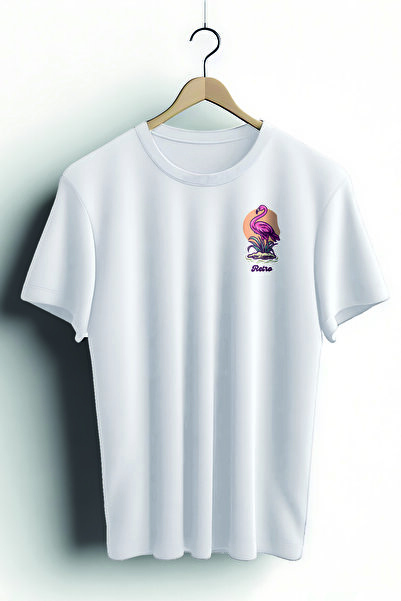 Zestia Tricou unisex, Animale, Imprimeu retro cu lebădă, croială normală, Tri...