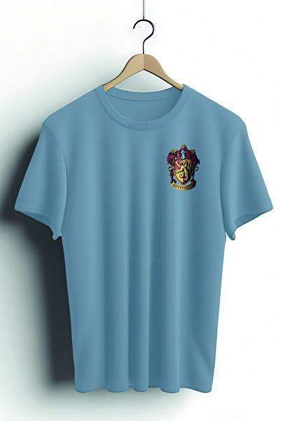 Zestia تي شيرت للجنسين، تصميم جريفندور مطبوع، عادي، 100% قطن، تي شيرت أزرق فا...