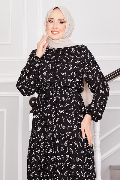 EBRUTESETTÜR Half Button Layered Viscose Dress