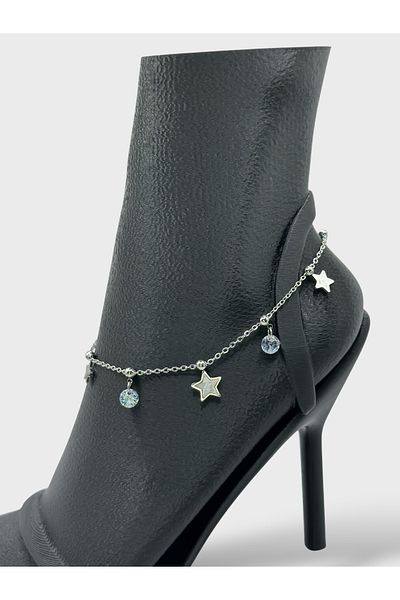 Arnes Jewelry Steel Zircon Stone Star Anklet