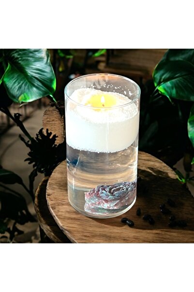 GLİTTER ART DEKORATİF CAM VAZO İÇİNDE İNCİ TOZU MUM (Sonsuzluk mum)Su da batmayan 300gr. VE 15 ADET Pamuk Fitil