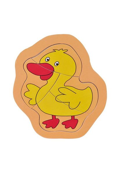 OEM Puzzle din Lemn, Rata 4 Piese, Galben, 14.5x14cm, Varsta 3+ Ani