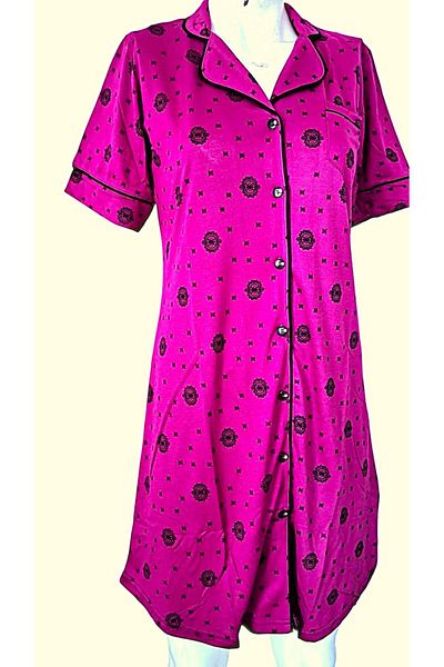 FLZ Oversize Button Short Sleeve Shirt Nightgown-Mini House Dress